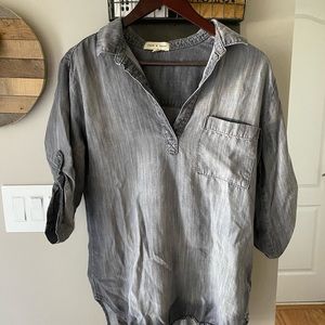 Distressed gray denim like shirt